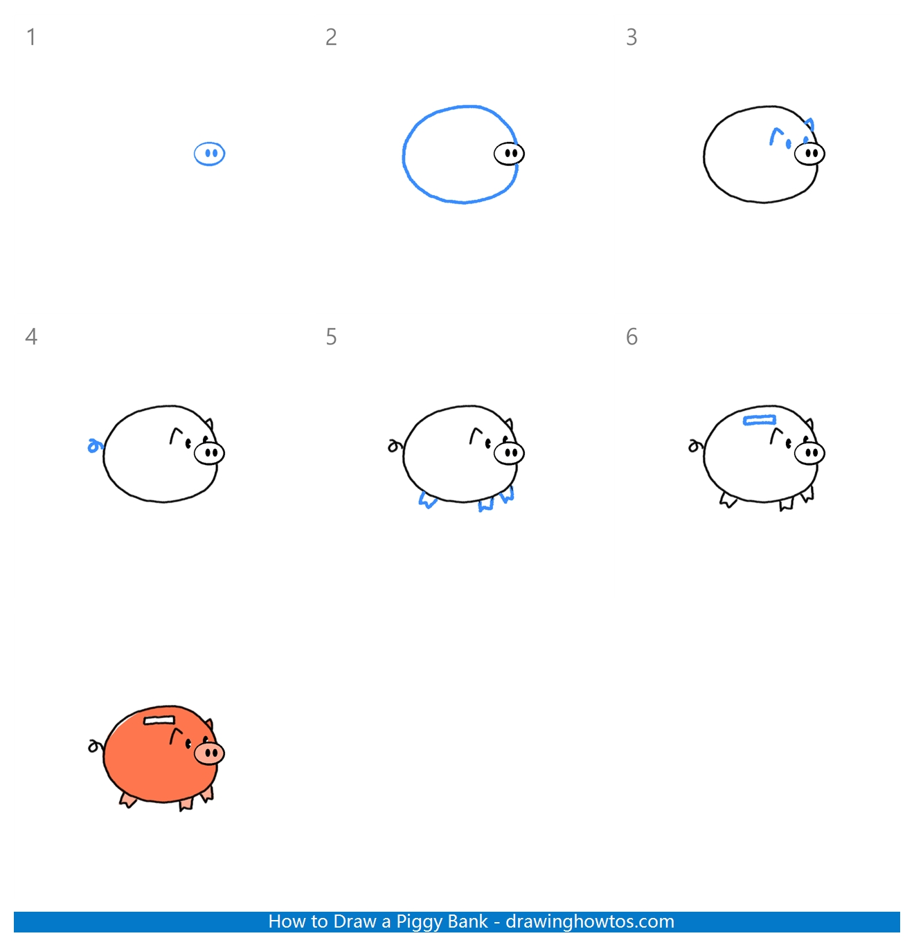 How to Draw a Piggy Bank Step by Step