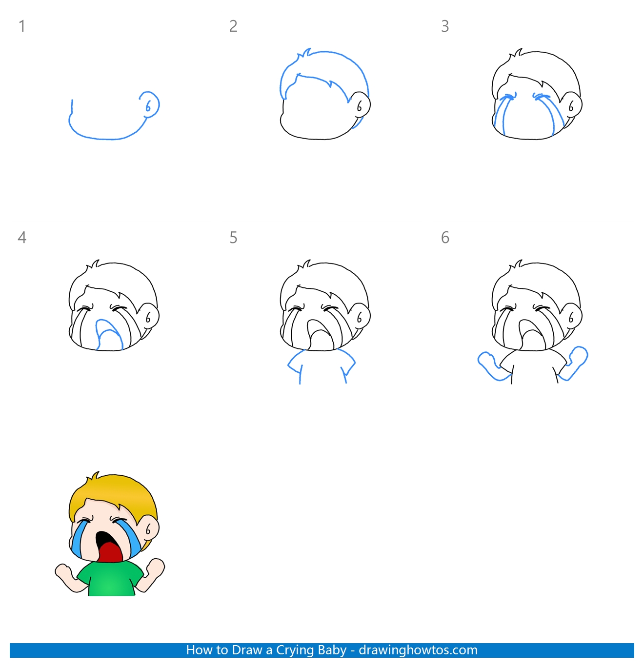 How to Draw a Crying Kid Step by Step