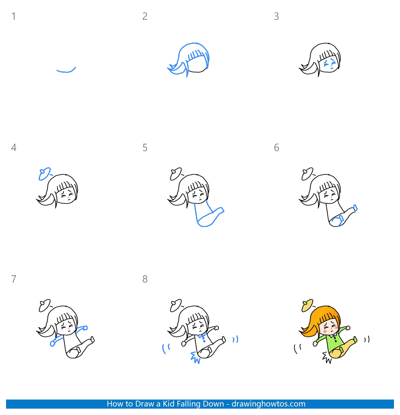 How to Draw a Kid Falling Down Step by Step