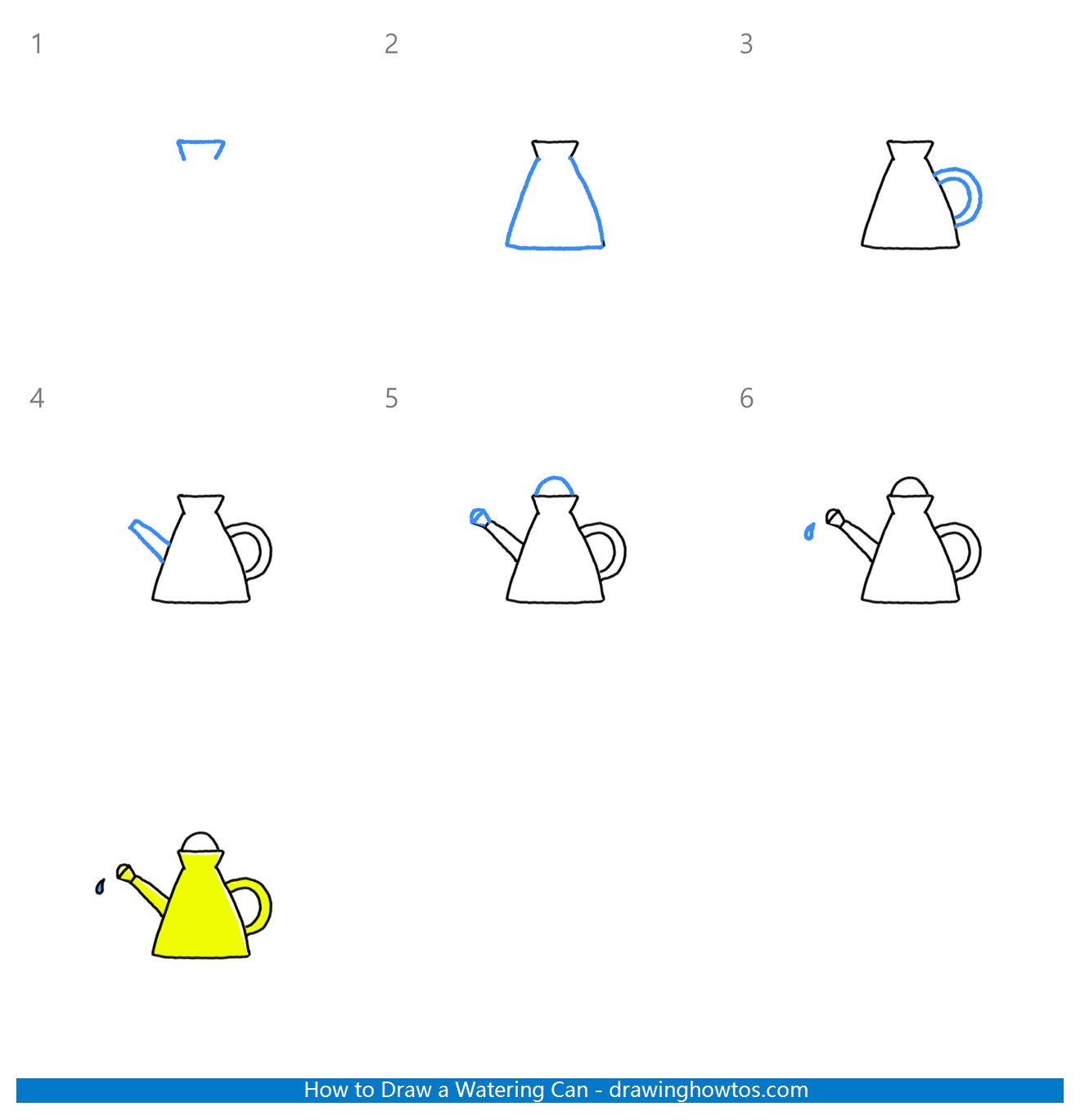 How to Draw a Watering Can Step by Step