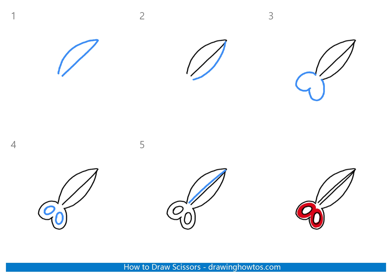How to Draw Scissors Step by Step
