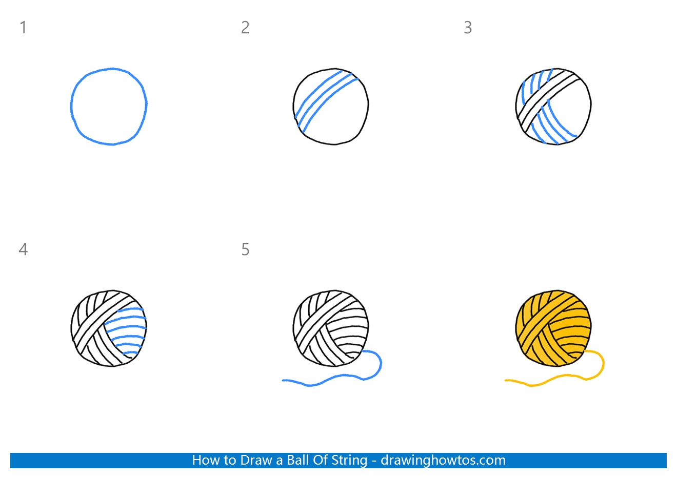 How to Draw a Ball Of String Step by Step