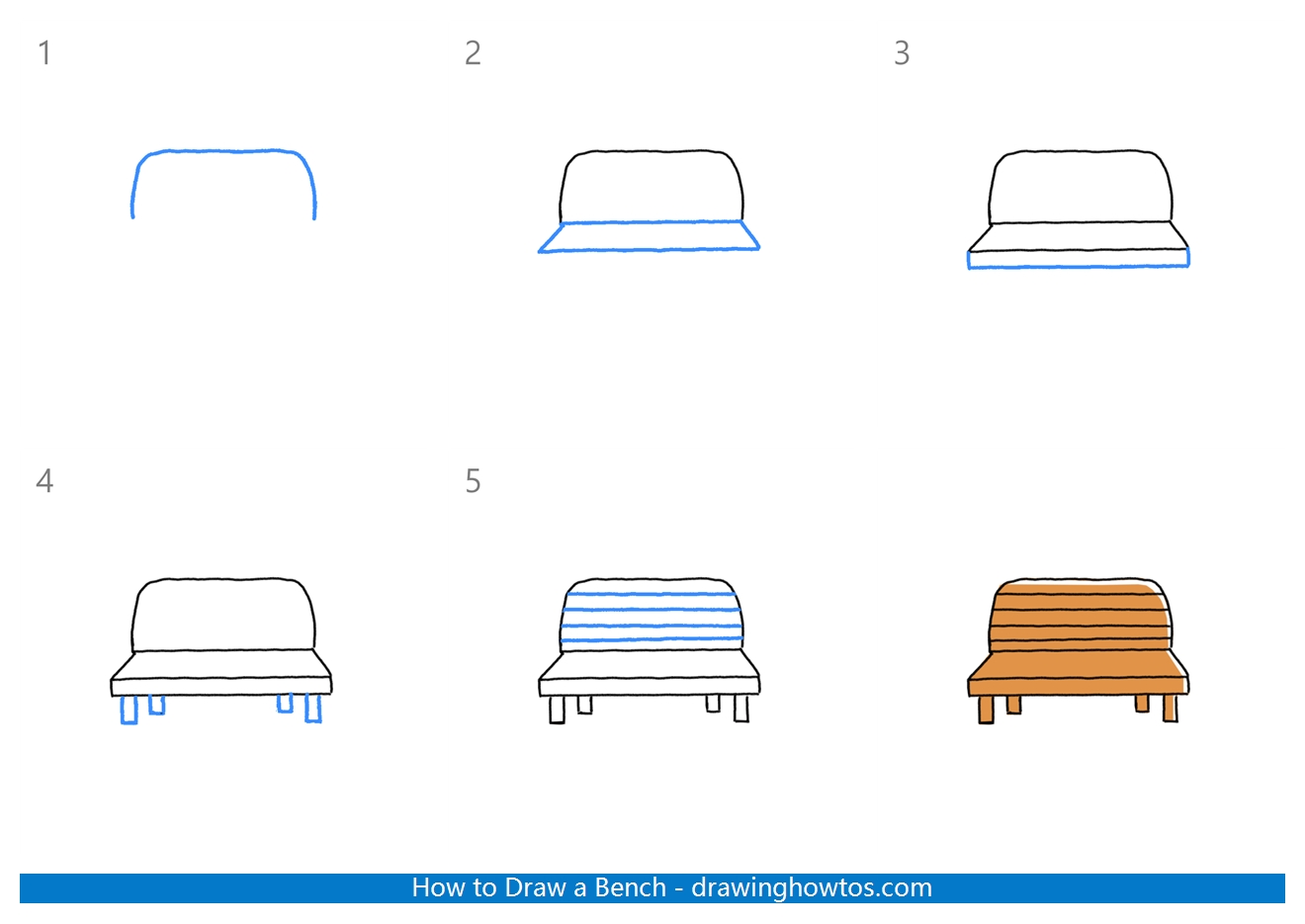 How to Draw a Bench Step by Step