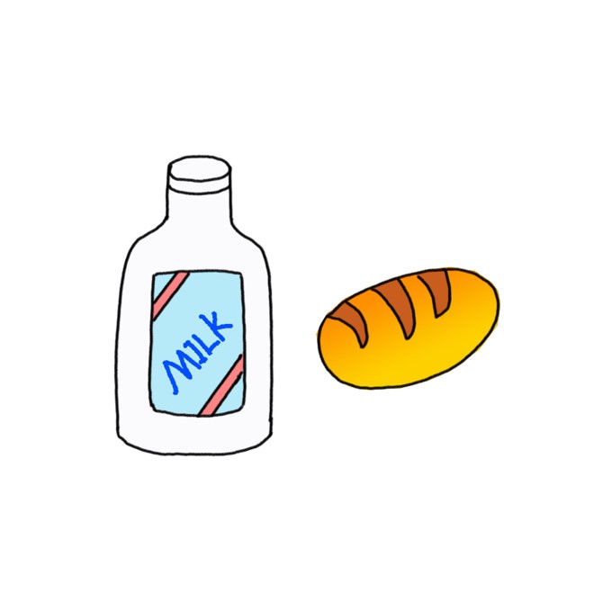 How to Draw Bread and Milk Easy