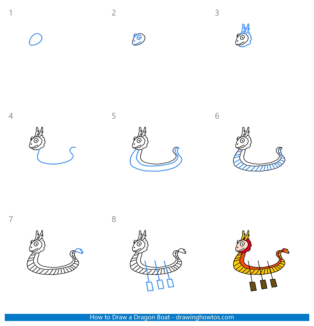 How to Draw a Dragon Boat Step by Step