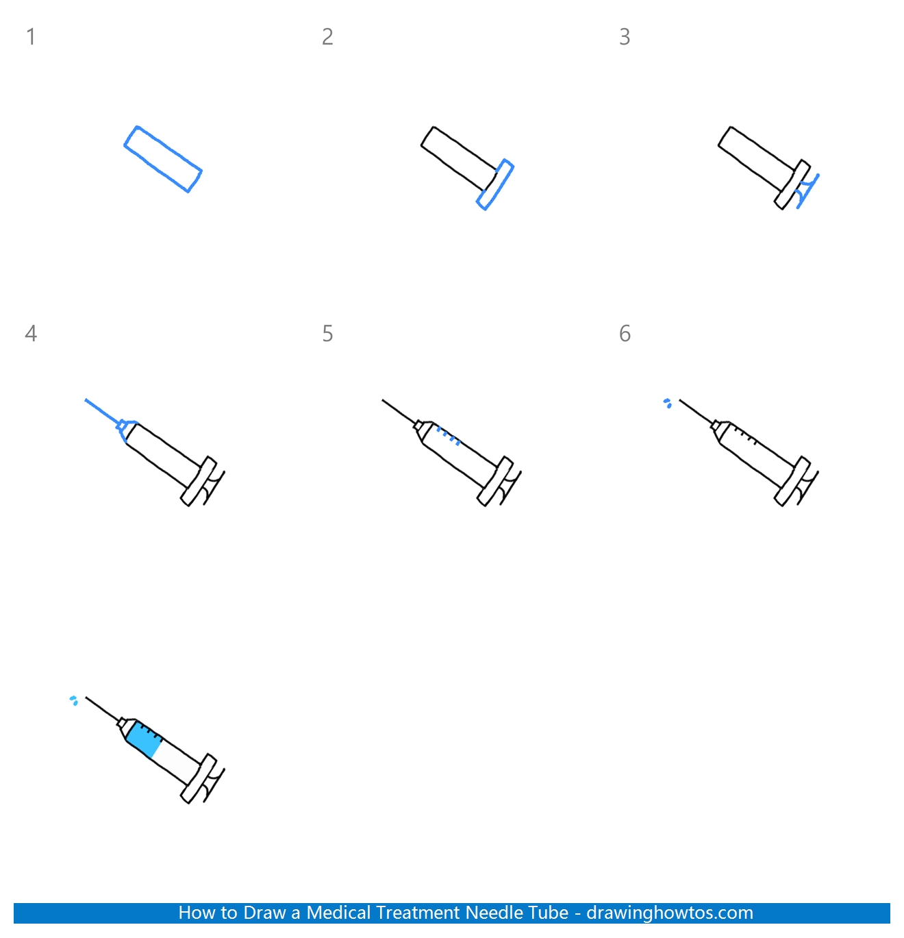 How to Draw a Medical Treatment Needle Tube Step by Step