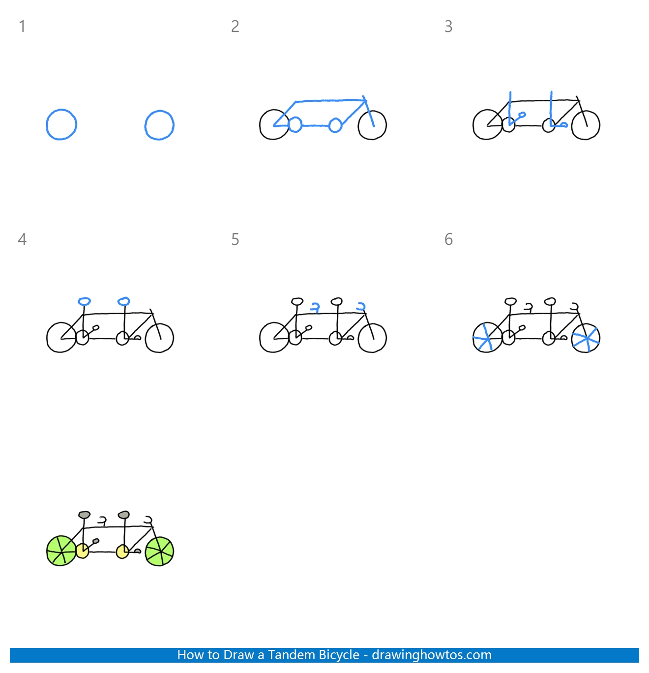 How to Draw a Tandem Bicycle Step by Step