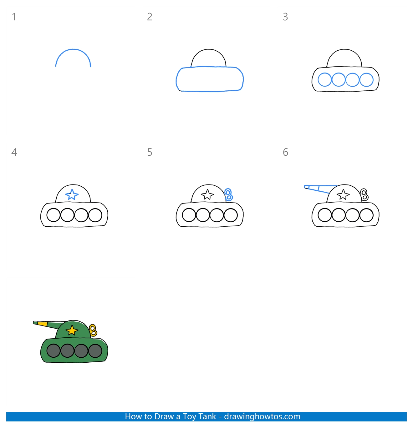 How to Draw a Toy Tank Step by Step