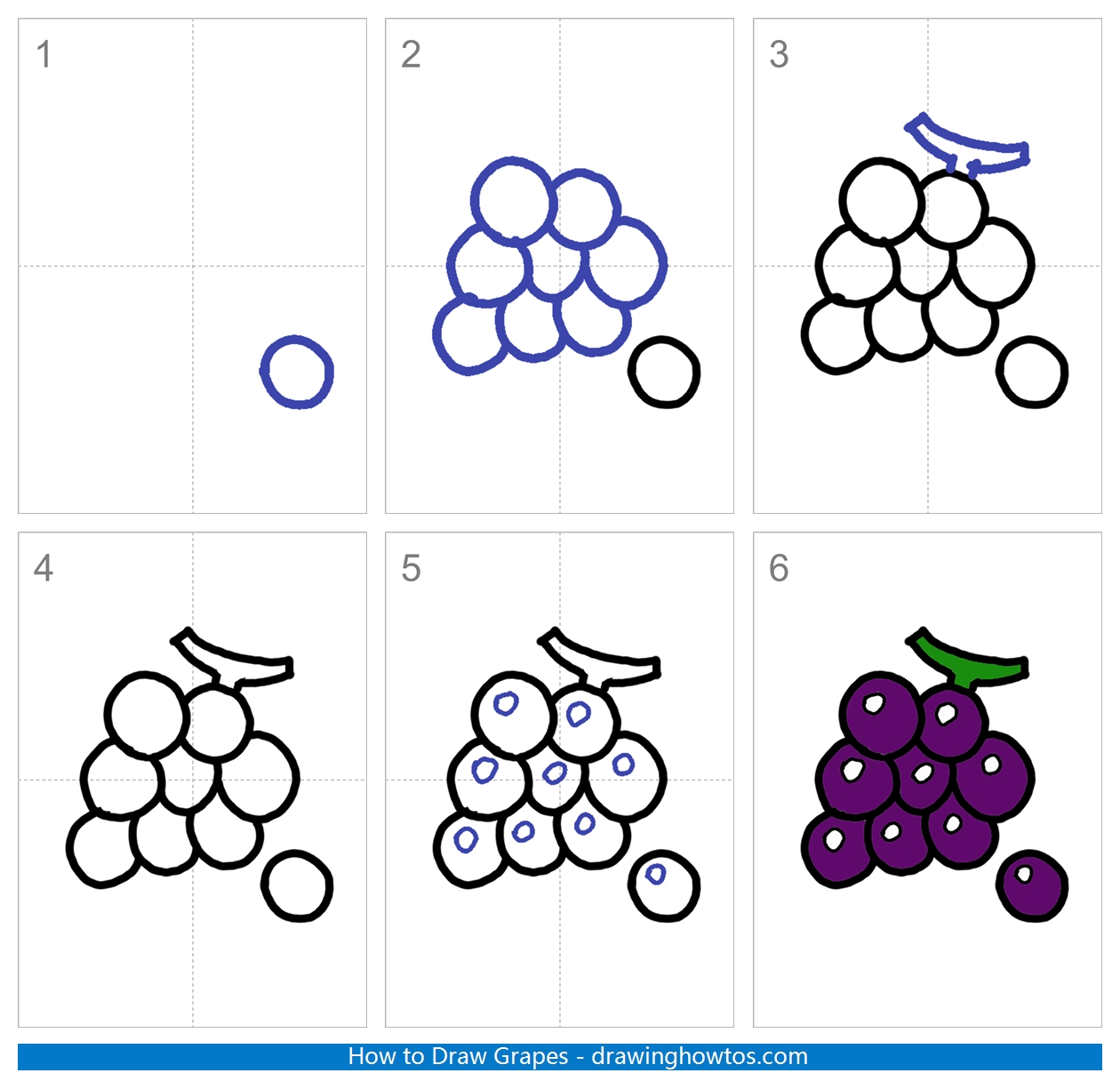 How to Draw Grapes Step by Step