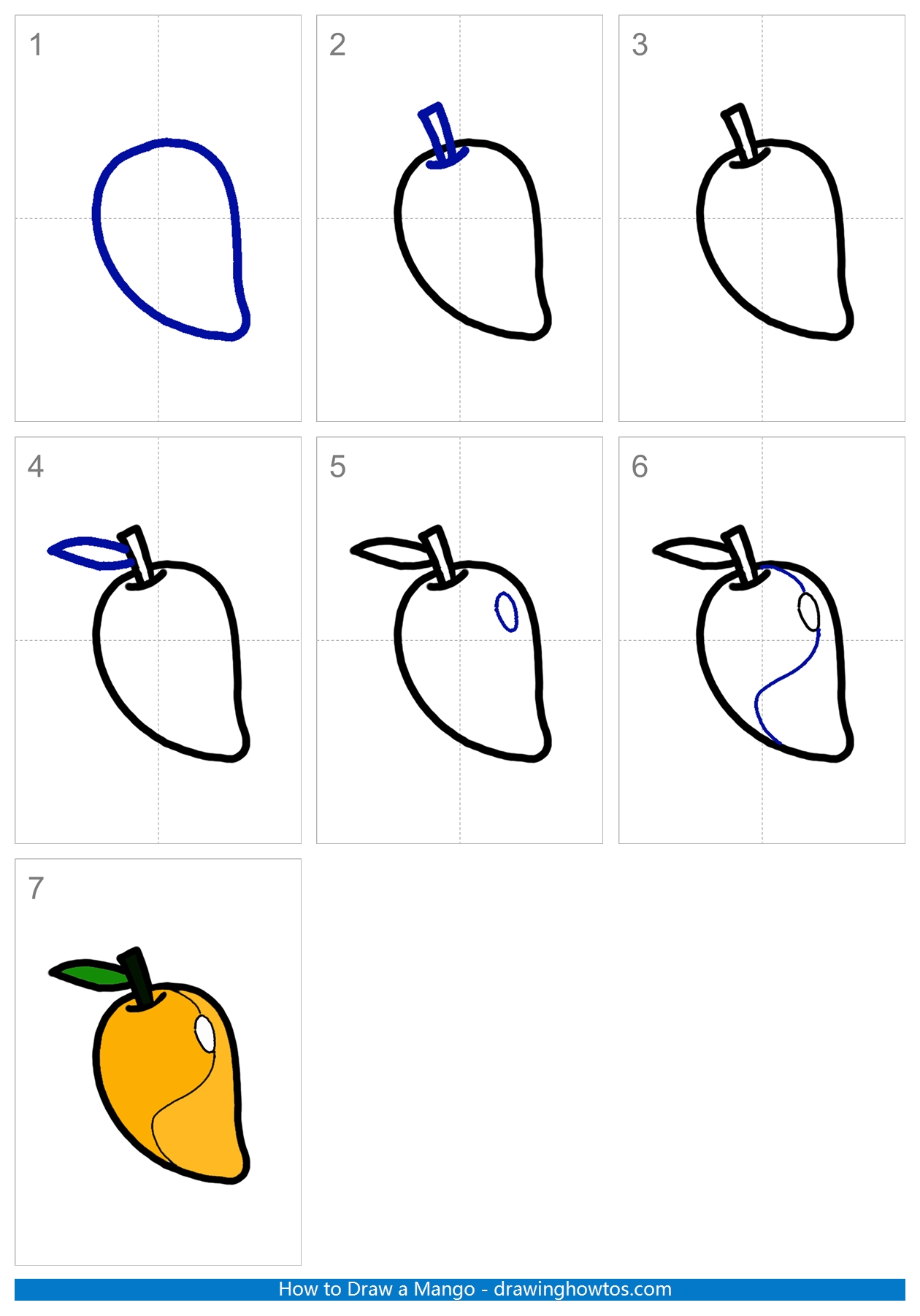 How to Draw a Mango Step by Step - Cute Easy Drawings