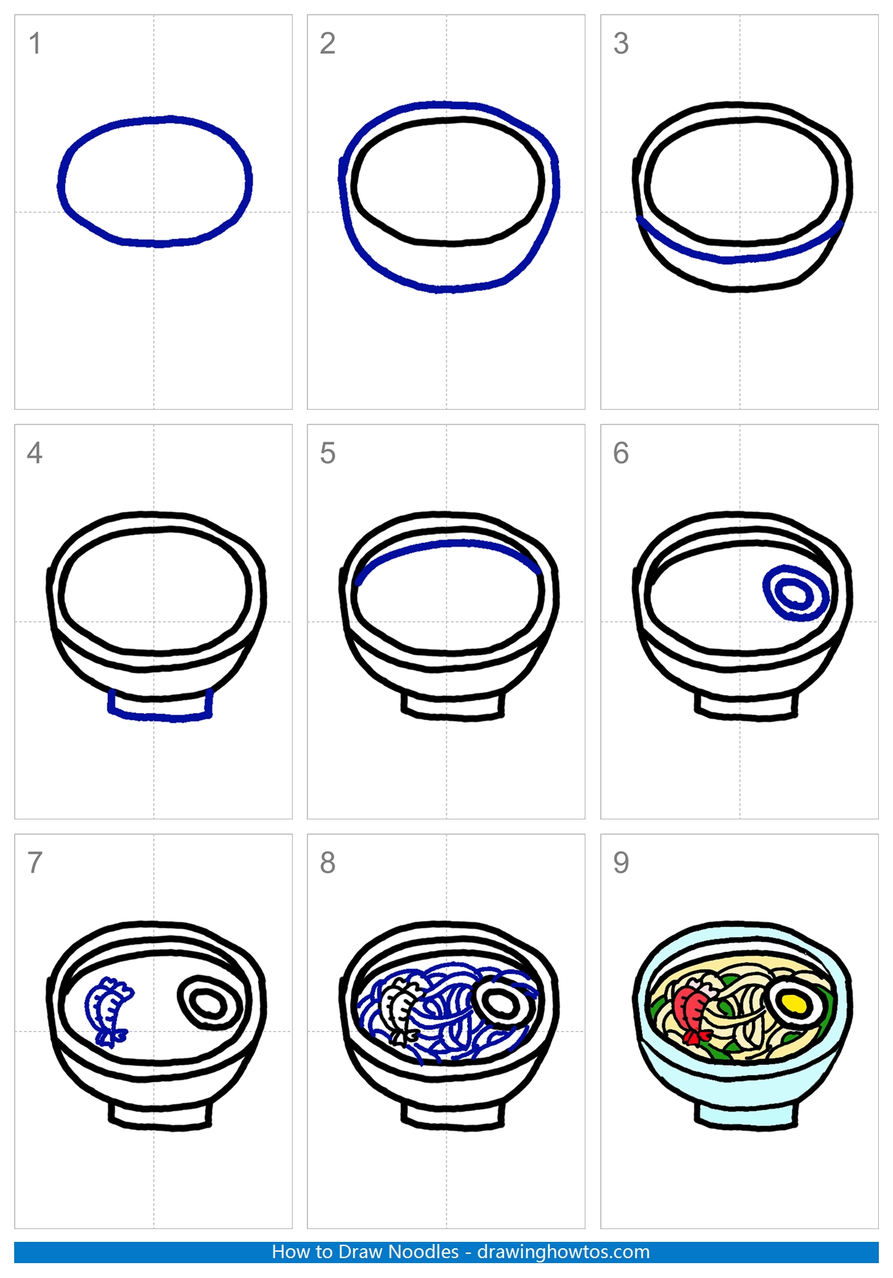 How to Draw Noodles Step by Step