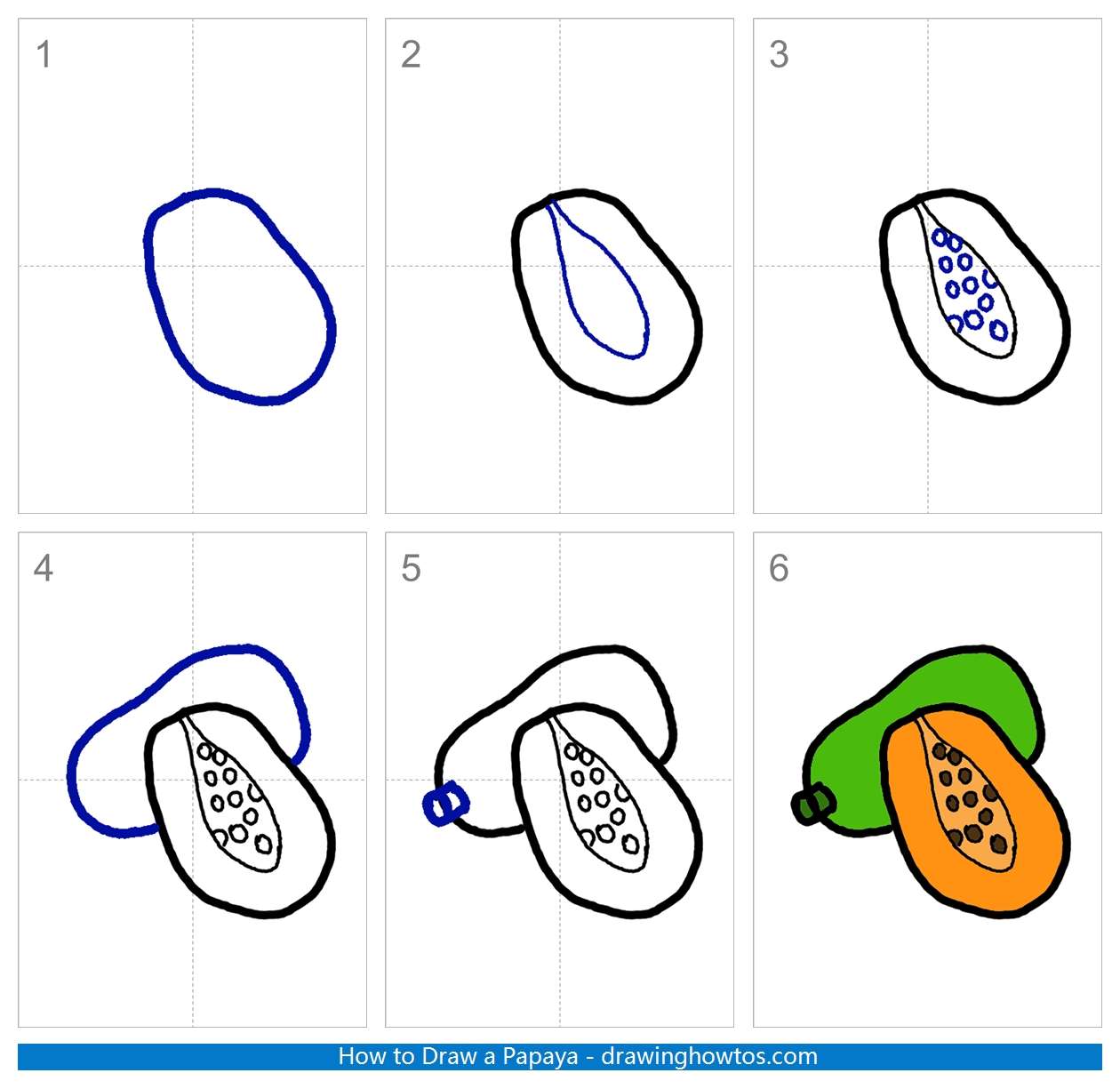 How to Draw a Papaya Step by Step