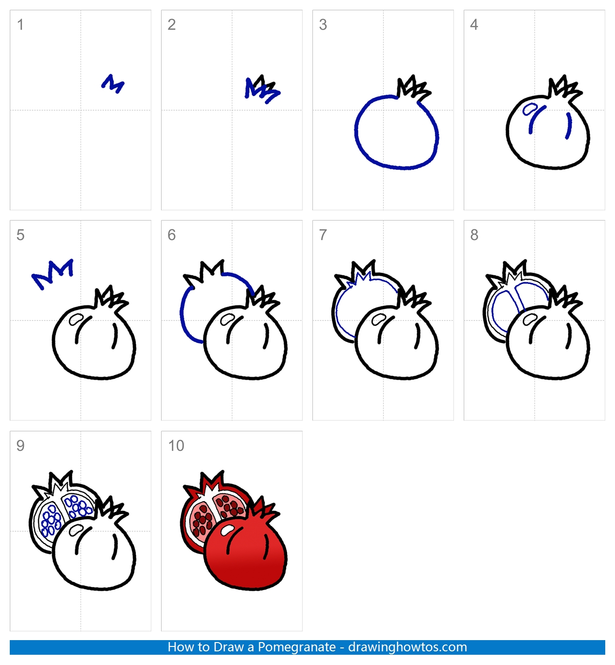 How to Draw a Pomegranate Step by Step