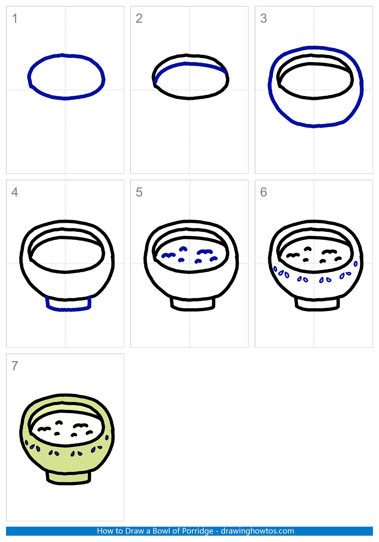 How to Draw a Bowl of Porridge Step by Step
