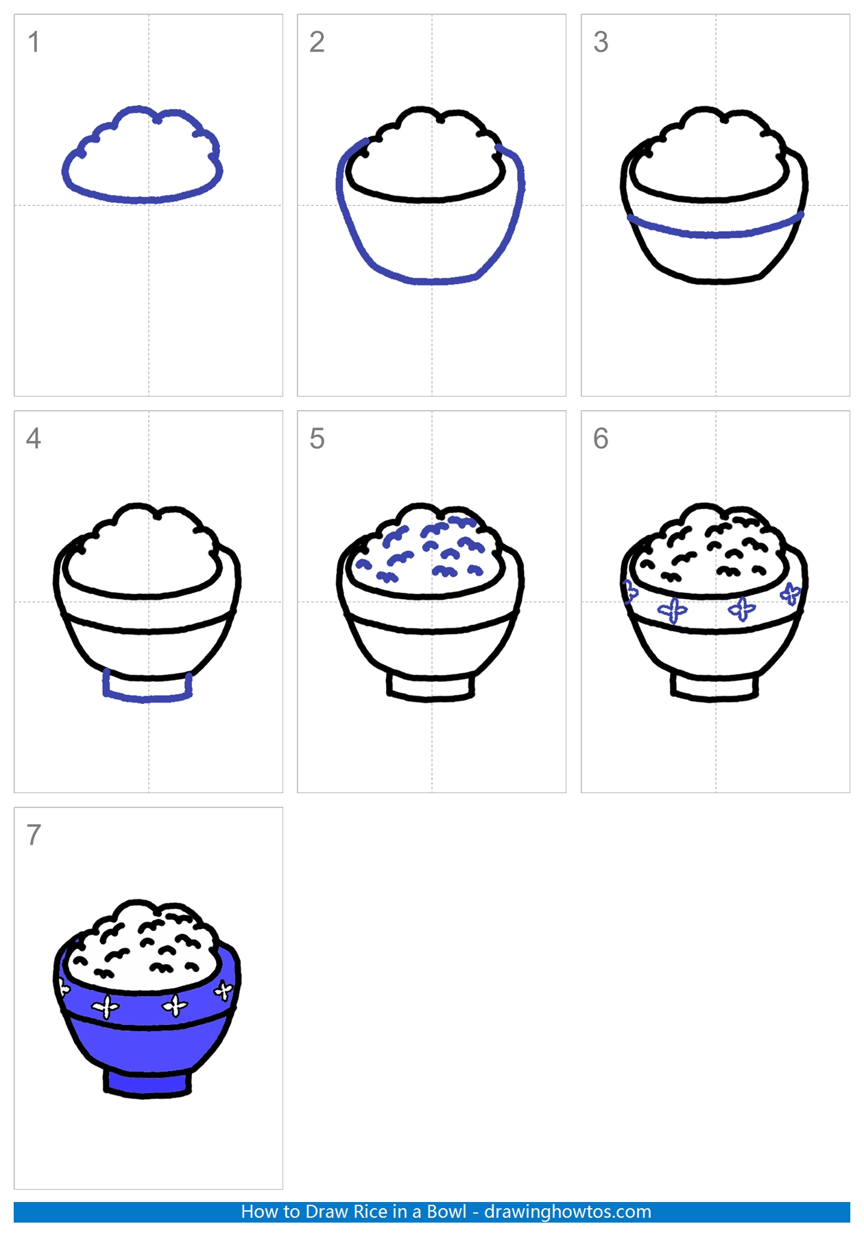 How to Draw Rice in a Bowl Step by Step