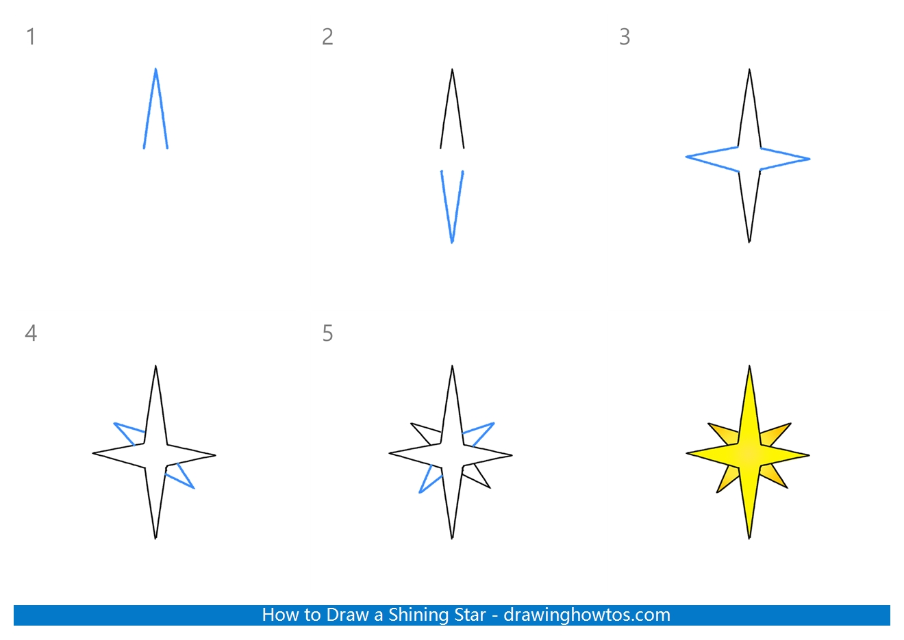 How to Draw a Shinning Star Step by Step