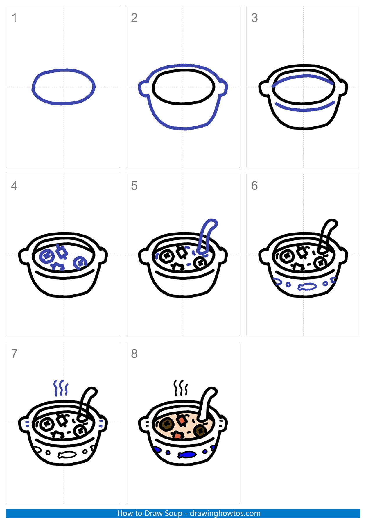 How to Draw a Pot of Soup Step by Step