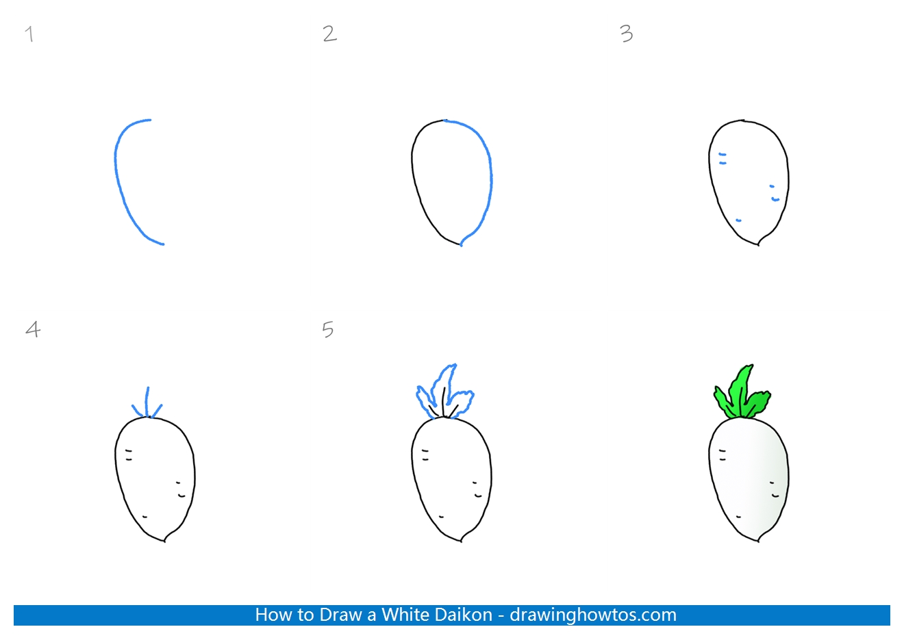 How to Draw a White Daikon Step by Step